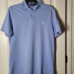 Polo by Ralph Lauren Men's Pale Blue Cotton Polo with Yellow Pony.  Size M